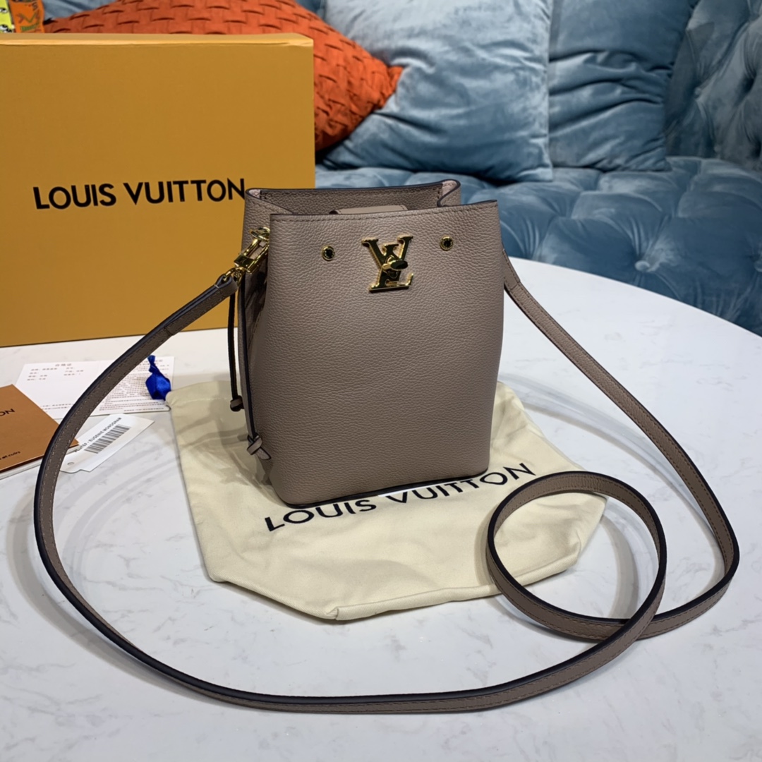 Louis Vuitton NANO LOCKME BUCKET Shoudler Bag M69205 Greige Beige